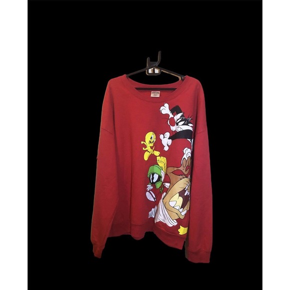 Vintage Looney Tunes Red Sweater Sz 3x Bugs Bunny Tweety Martian - Big And Tall - Picture 3 of 4